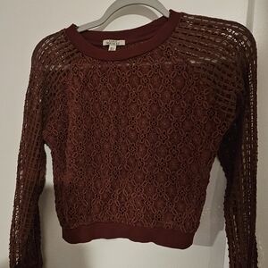 Zara Red Lace Knit Top